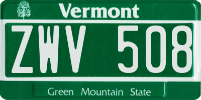 VT license plate ZWV508