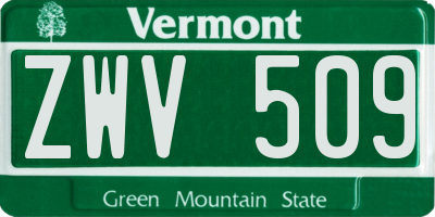 VT license plate ZWV509