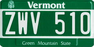 VT license plate ZWV510