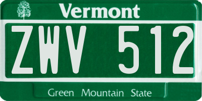 VT license plate ZWV512