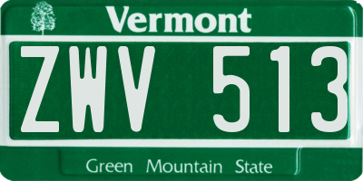 VT license plate ZWV513