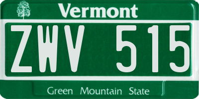 VT license plate ZWV515