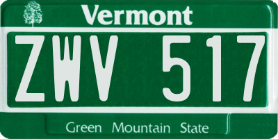 VT license plate ZWV517