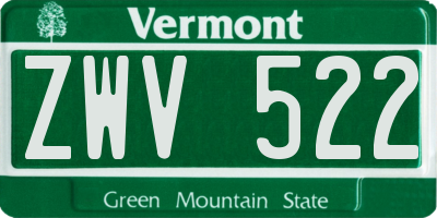 VT license plate ZWV522