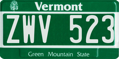 VT license plate ZWV523