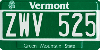 VT license plate ZWV525