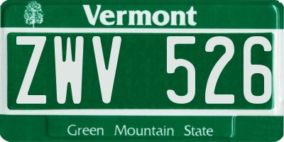 VT license plate ZWV526