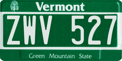 VT license plate ZWV527