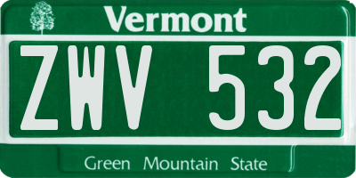 VT license plate ZWV532