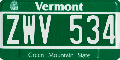 VT license plate ZWV534