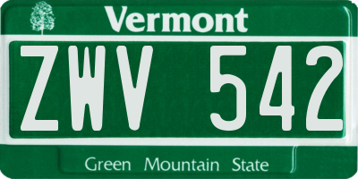 VT license plate ZWV542