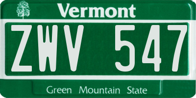 VT license plate ZWV547
