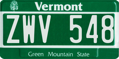VT license plate ZWV548