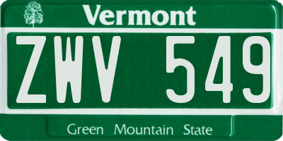 VT license plate ZWV549
