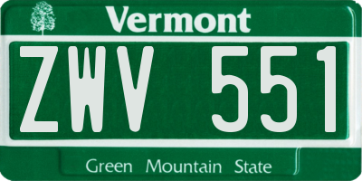 VT license plate ZWV551