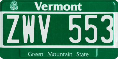 VT license plate ZWV553