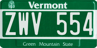 VT license plate ZWV554