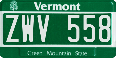 VT license plate ZWV558