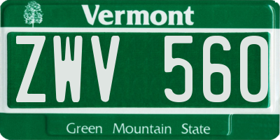 VT license plate ZWV560