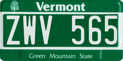 VT license plate ZWV565