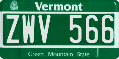 VT license plate ZWV566