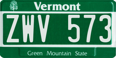 VT license plate ZWV573