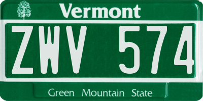VT license plate ZWV574