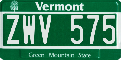 VT license plate ZWV575