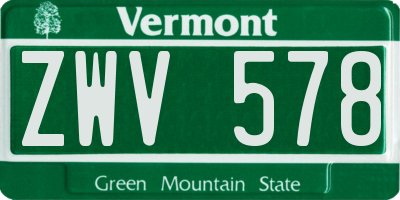 VT license plate ZWV578