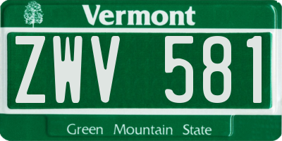 VT license plate ZWV581