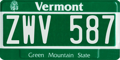 VT license plate ZWV587