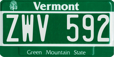 VT license plate ZWV592