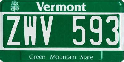 VT license plate ZWV593