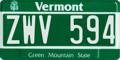 VT license plate ZWV594