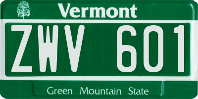 VT license plate ZWV601