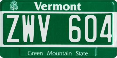 VT license plate ZWV604