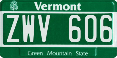 VT license plate ZWV606