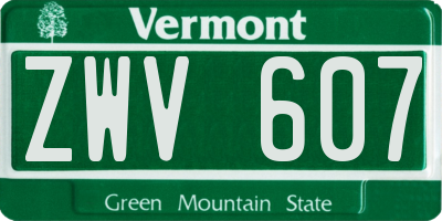 VT license plate ZWV607