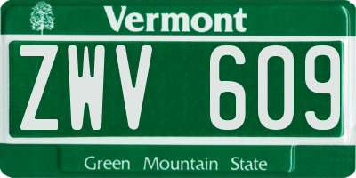 VT license plate ZWV609