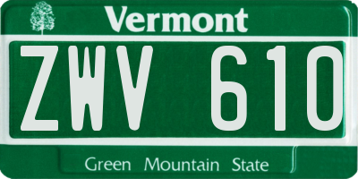 VT license plate ZWV610