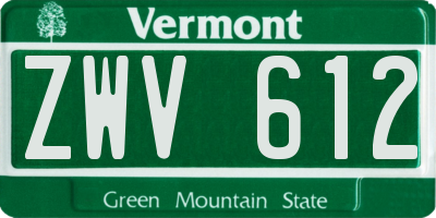 VT license plate ZWV612