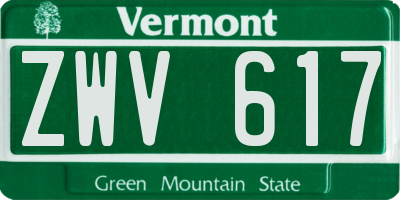 VT license plate ZWV617