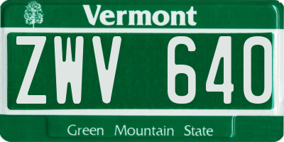 VT license plate ZWV640