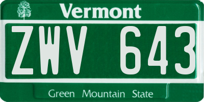 VT license plate ZWV643