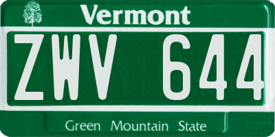 VT license plate ZWV644