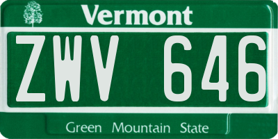 VT license plate ZWV646