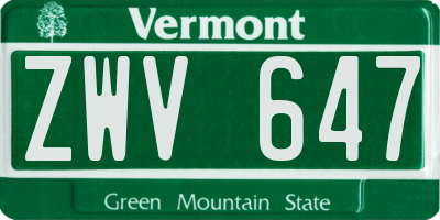 VT license plate ZWV647