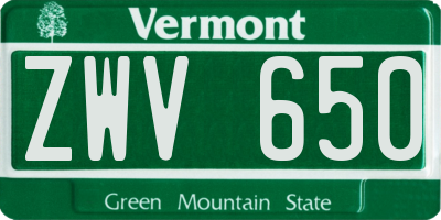 VT license plate ZWV650