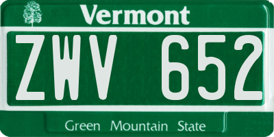 VT license plate ZWV652