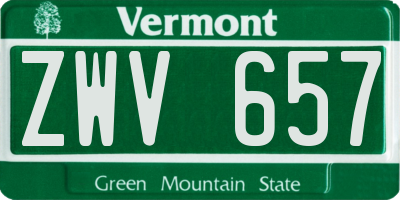 VT license plate ZWV657